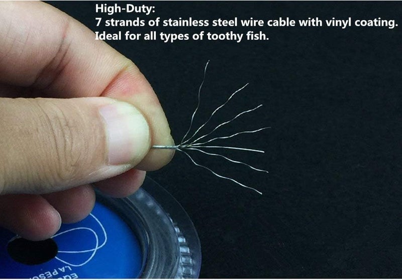 Milepetus Fishing line Wire Leader Vinyl Coated Stainless Steel Trace Lures Leader Wire 10 Meter 5LB-150LB,with 20pcs Crimps Sleeves,Black & Silver Select (Black, 10LB) - Image 5